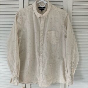 Men's Marc Anthony Luxury Slim Fit Cotton Cream Speckled LS Button-Up Shirt XL
